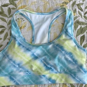 Gap new sport bra tie dyed green and blue size small
